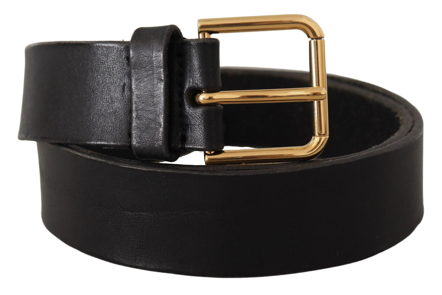 Dolce & Gabbana Elegant Black Leather Belt with Metal Buckle - 90 cm / 36 Inches