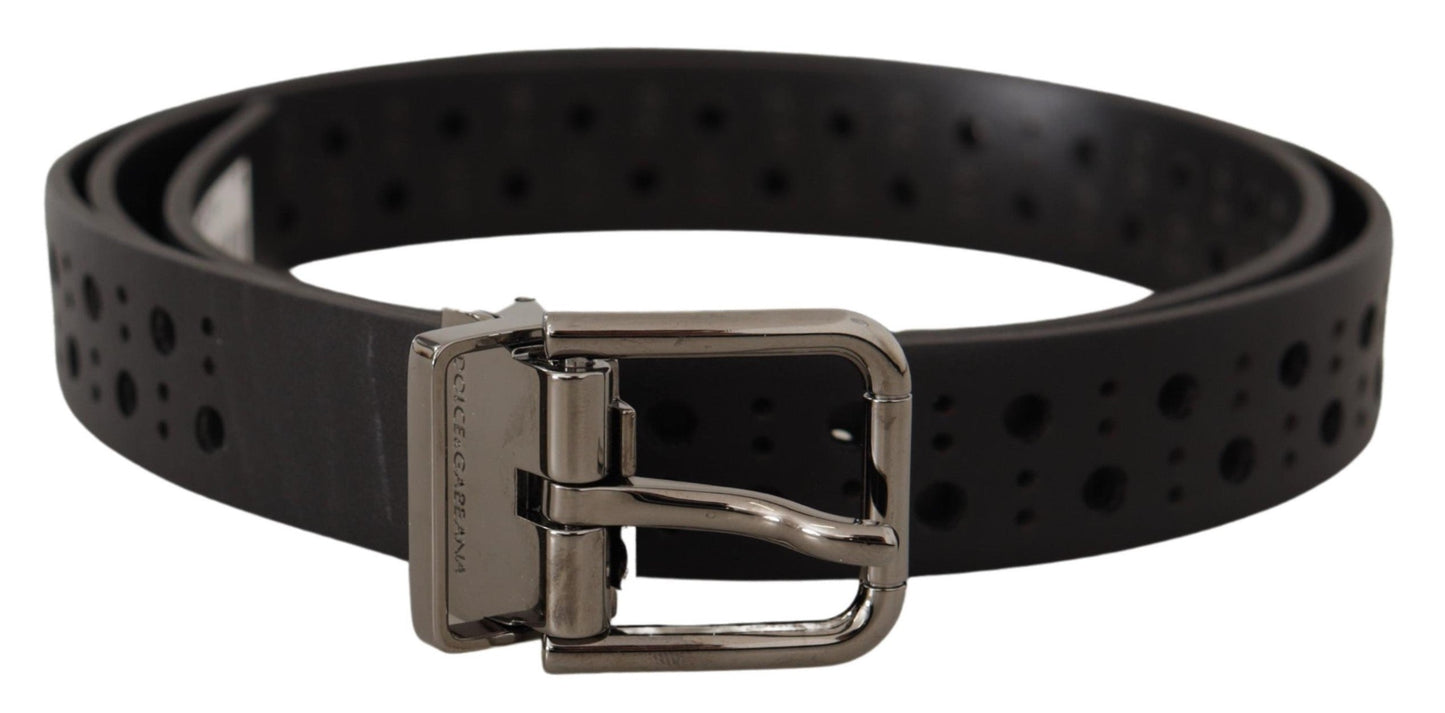 Dolce & Gabbana Elegant Black Leather Belt with Metal Buckle - 90 cm / 36 Inches