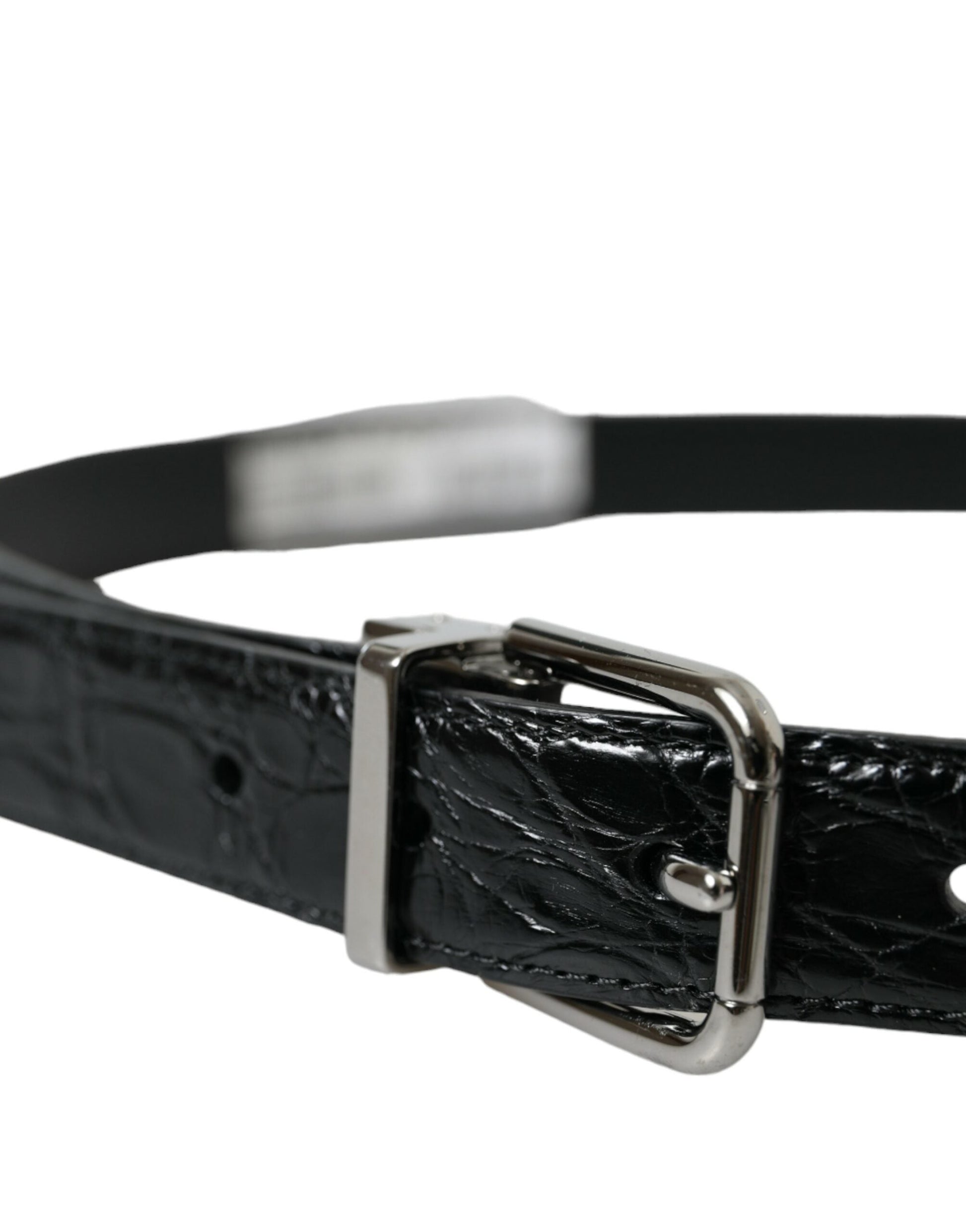 Dolce & Gabbana Elegant Black Leather Belt with Metal Buckle - 90 cm / 36 Inches