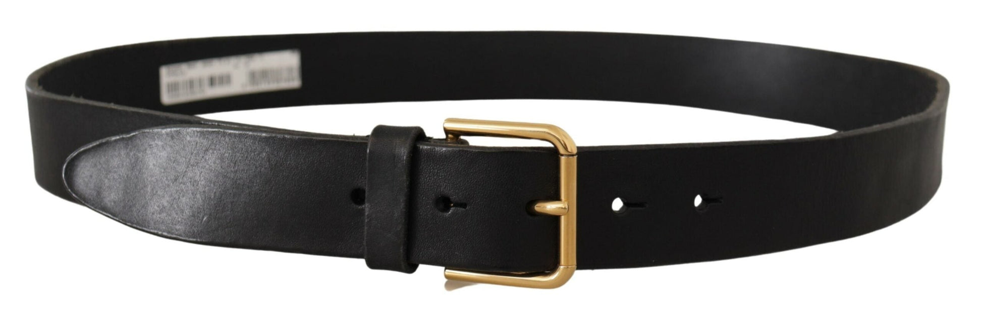 Dolce & Gabbana Elegant Black Leather Belt with Metal Buckle - 90 cm / 36 Inches