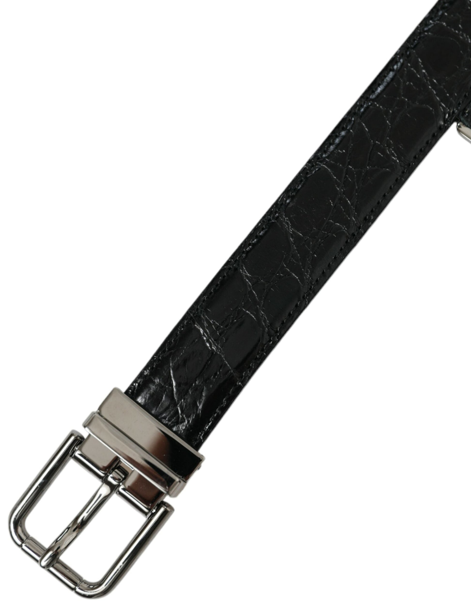 Dolce & Gabbana Elegant Black Leather Belt with Metal Buckle - 90 cm / 36 Inches