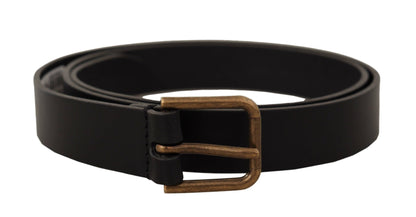 Dolce & Gabbana Elegant Black Leather Belt with Metal Buckle - 90 cm / 36 Inches