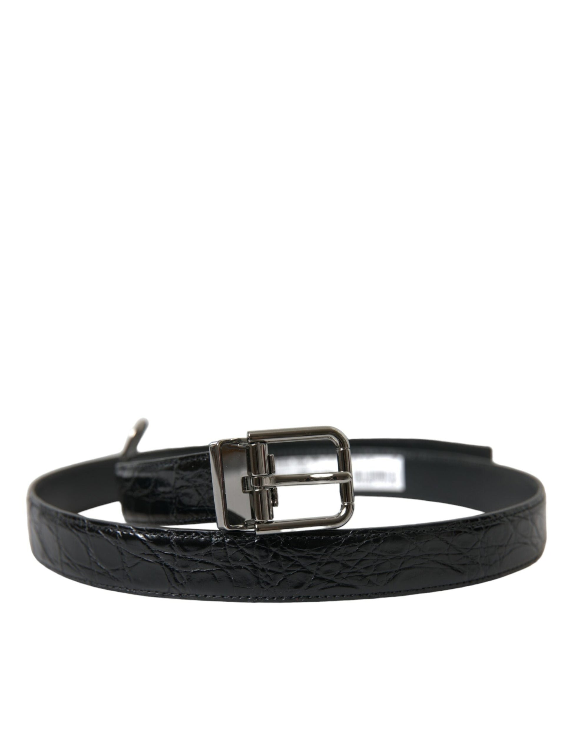 Dolce & Gabbana Elegant Black Leather Belt with Metal Buckle - 90 cm / 36 Inches