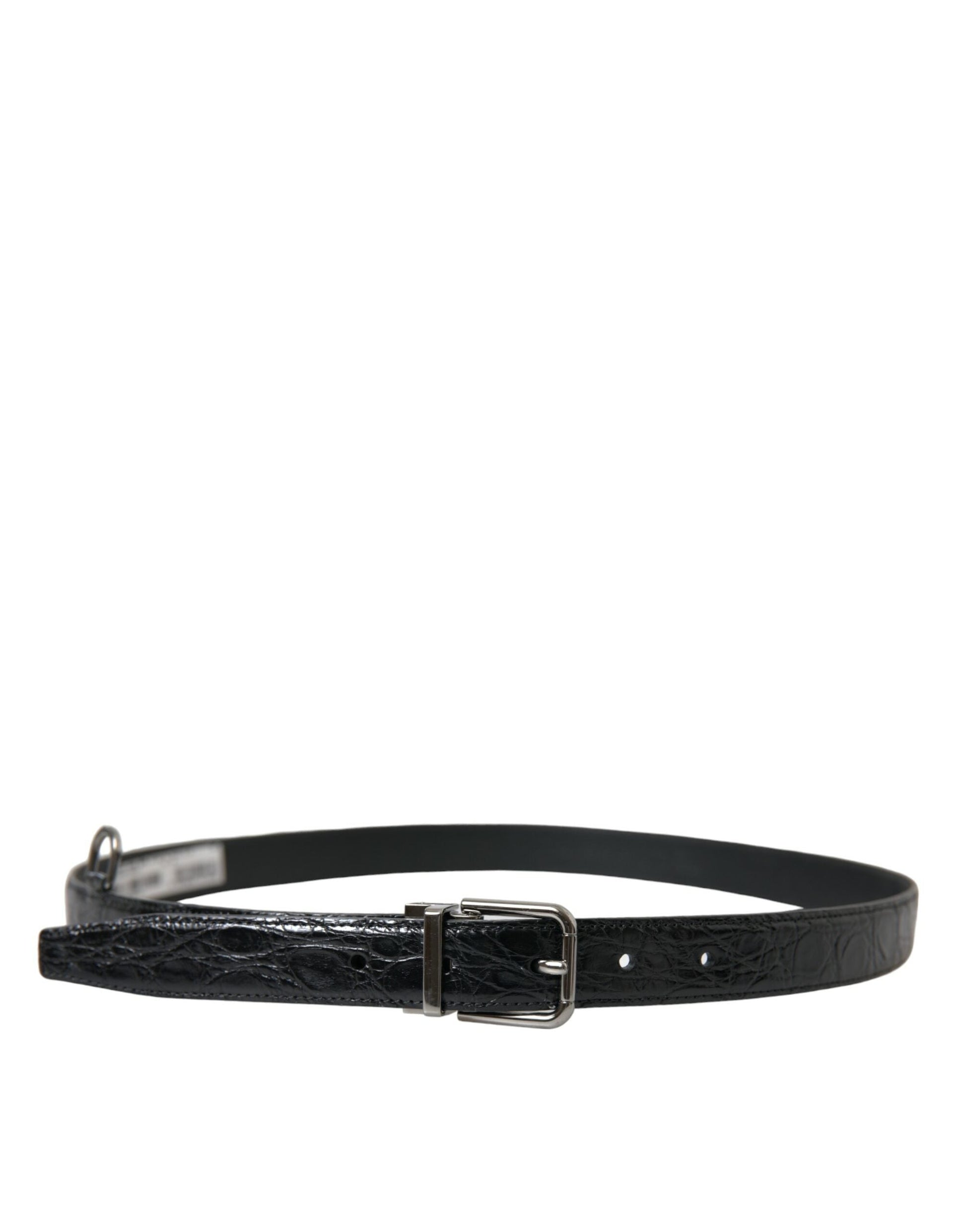 Dolce & Gabbana Elegant Black Leather Belt with Metal Buckle - 90 cm / 36 Inches