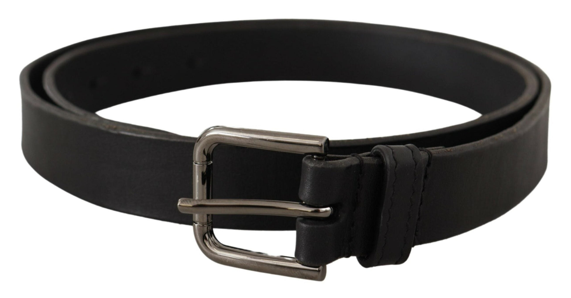 Dolce & Gabbana Elegant Black Leather Belt with Metal Buckle - 90 cm / 36 Inches