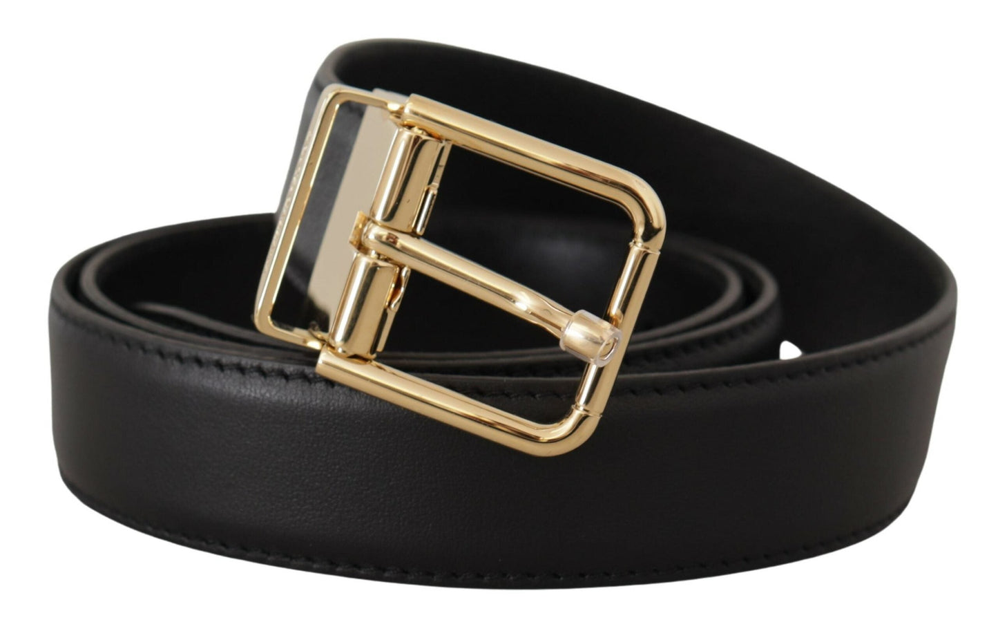 Dolce & Gabbana Elegant Black Leather Belt with Metal Buckle - 90 cm / 36 Inches