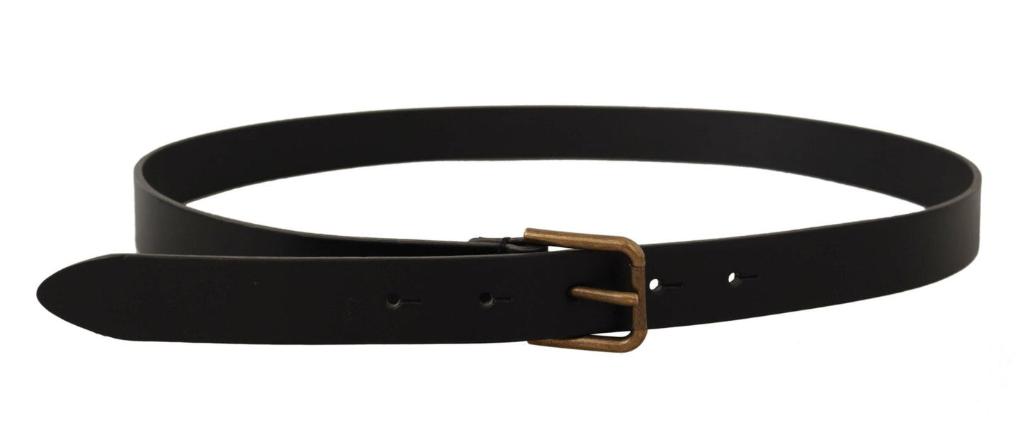 Dolce & Gabbana Elegant Black Leather Belt with Metal Buckle - 90 cm / 36 Inches