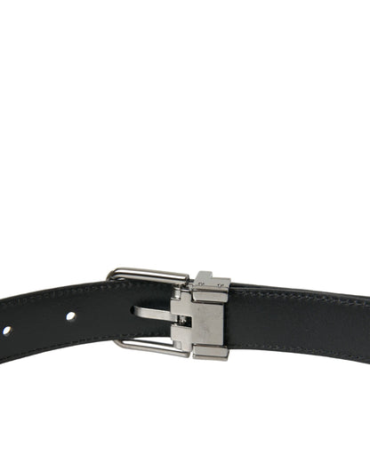 Dolce & Gabbana Elegant Black Leather Belt with Metal Buckle - 90 cm / 36 Inches