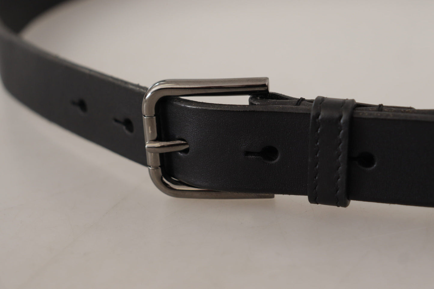 Dolce & Gabbana Elegant Black Leather Belt with Metal Buckle - 90 cm / 36 Inches