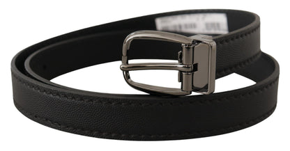 Dolce & Gabbana Elegant Black Leather Belt with Metal Buckle - 95 cm / 38 Inches