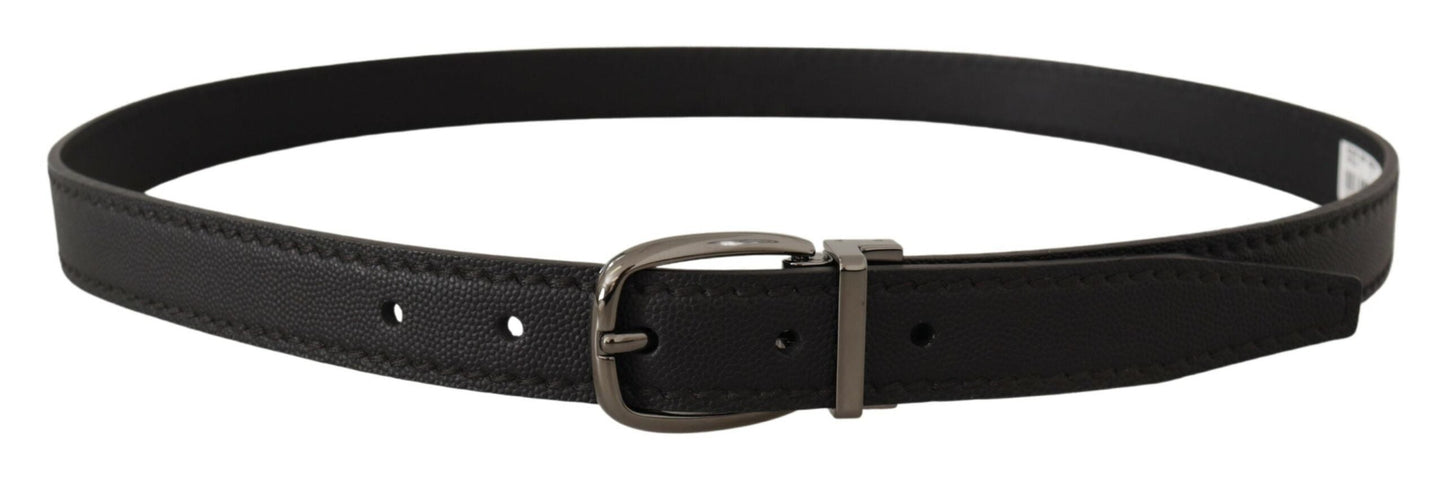 Dolce & Gabbana Elegant Black Leather Belt with Metal Buckle - 95 cm / 38 Inches