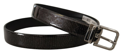 Dolce & Gabbana Elegant Black Leather Belt with Silver Buckle - 90 cm / 36 Inches