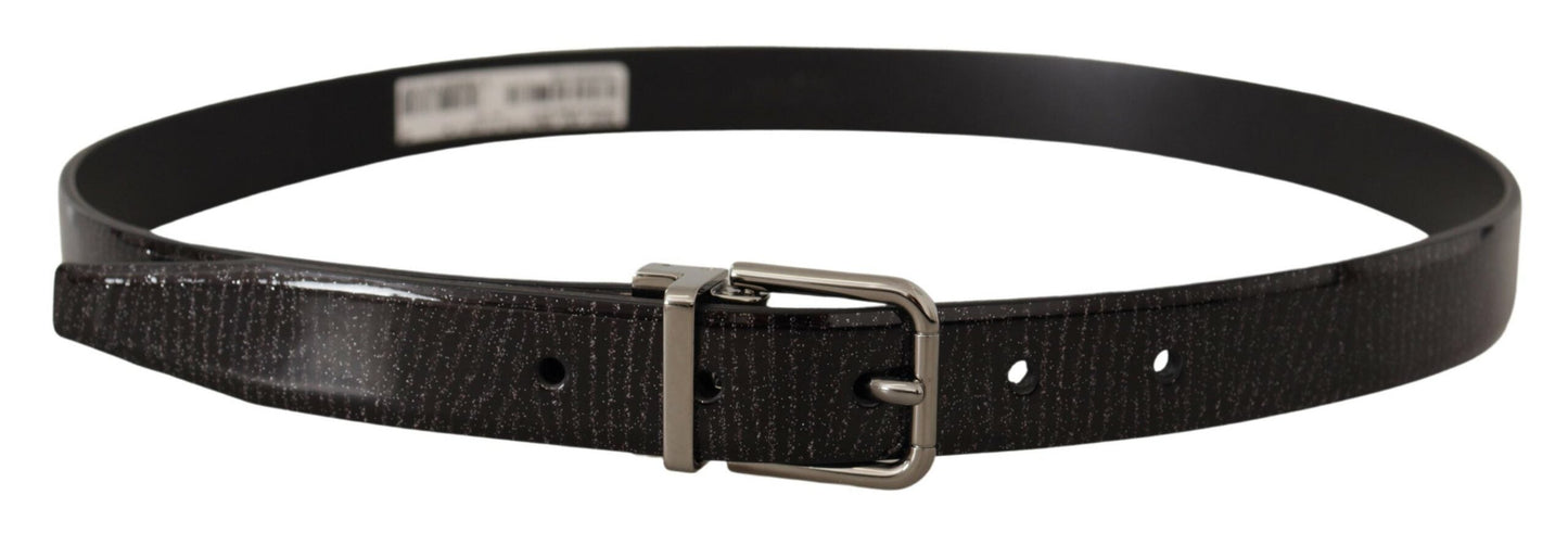 Dolce & Gabbana Elegant Black Leather Belt with Silver Buckle - 90 cm / 36 Inches