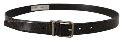 Dolce & Gabbana Elegant Black Leather Belt with Silver Buckle - 90 cm / 36 Inches