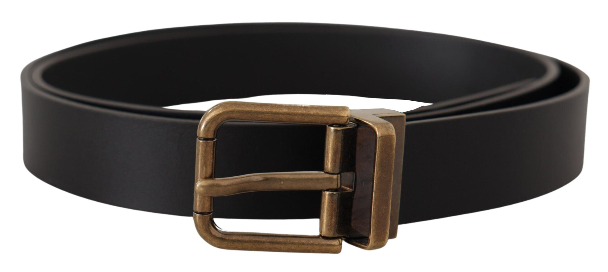 Dolce & Gabbana Elegant Black Leather Belt with Vintage Buckle - 90 cm / 36 Inches