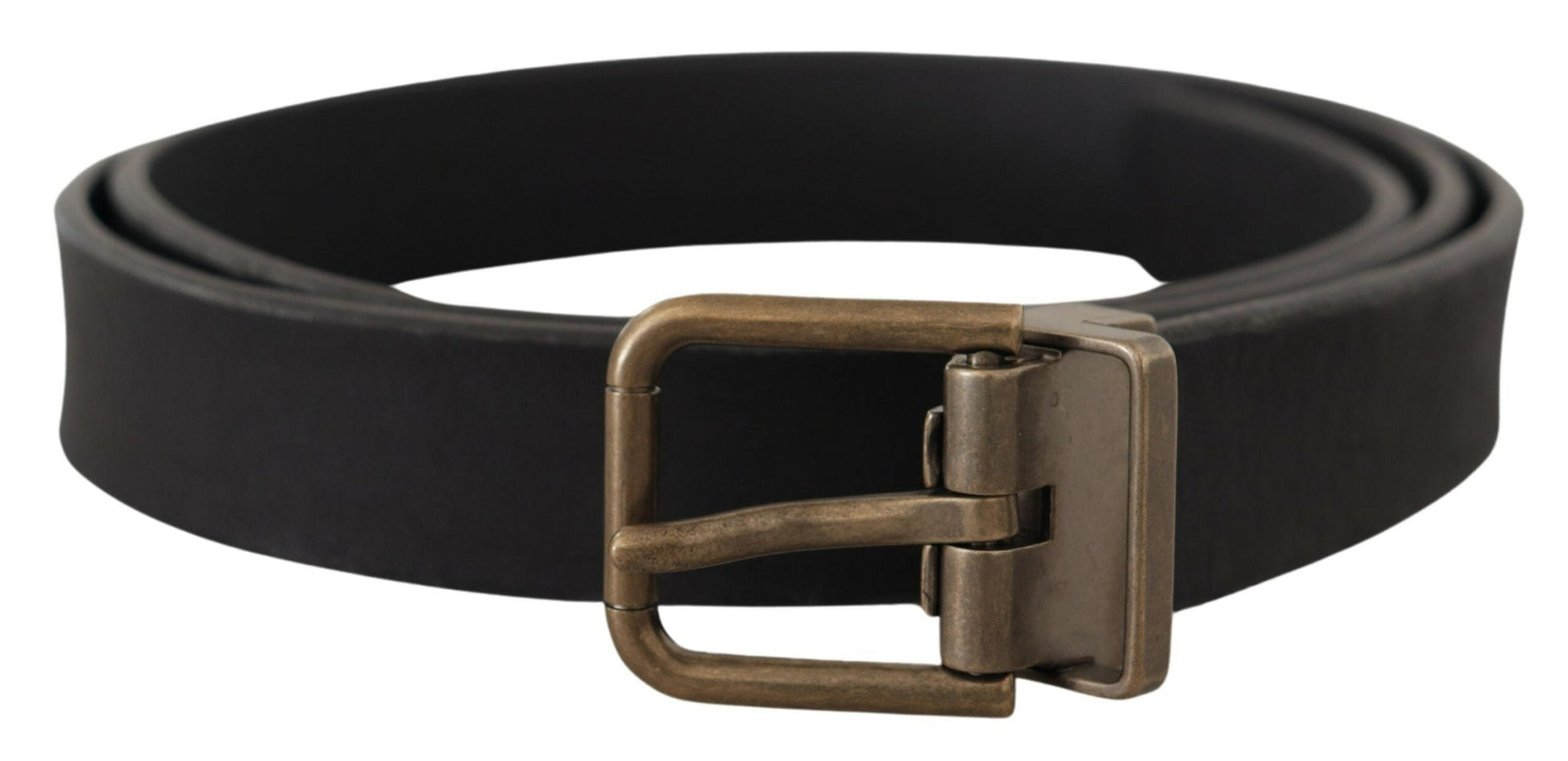 Dolce & Gabbana Elegant Black Leather Belt with Vintage Metal Buckle - 90 cm / 36 Inches