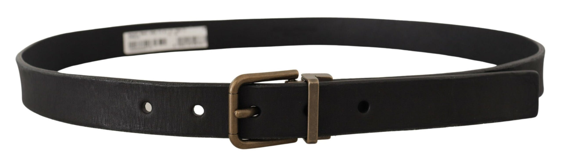 Dolce & Gabbana Elegant Black Leather Belt with Vintage Metal Buckle - 90 cm / 36 Inches