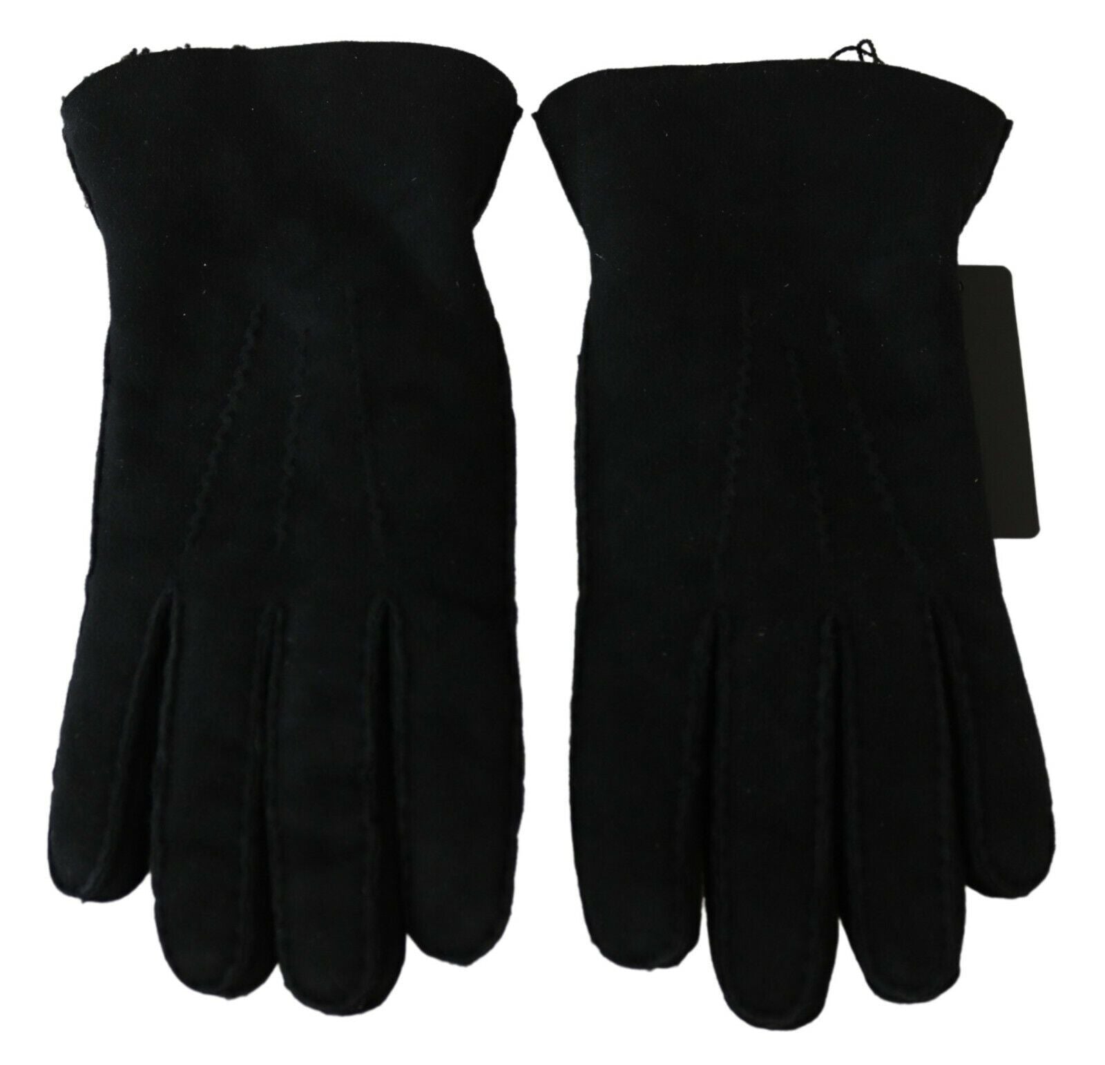 Dolce & Gabbana Elegant Black Leather Biker Gloves - 8.5|S