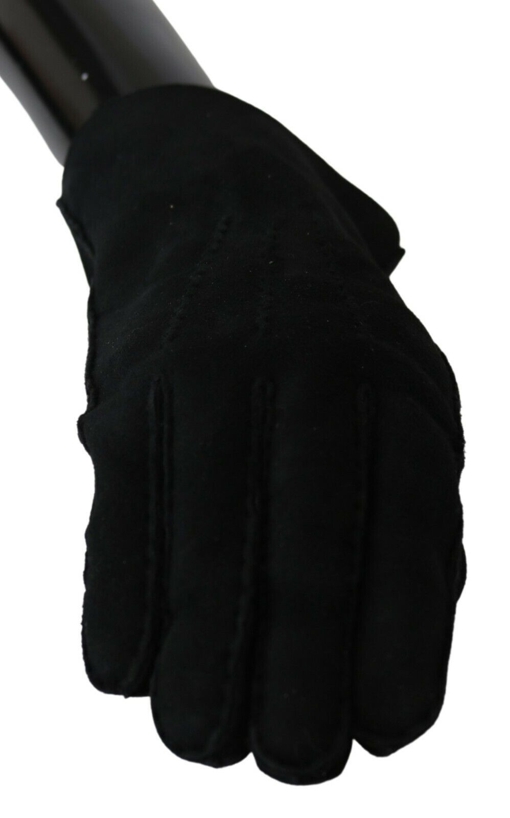 Dolce & Gabbana Elegant Black Leather Biker Gloves - 8.5|S