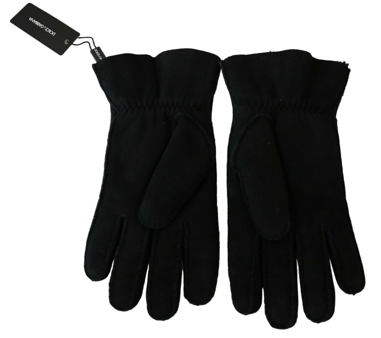 Dolce & Gabbana Elegant Black Leather Biker Gloves - 8.5|S