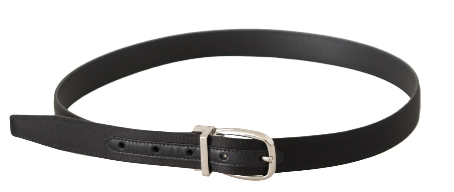 Dolce & Gabbana Elegant Black Leather-Canvas Designer Belt - 85 cm / 34 Inches