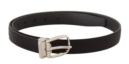 Dolce & Gabbana Elegant Black Leather-Canvas Designer Belt - 85 cm / 34 Inches