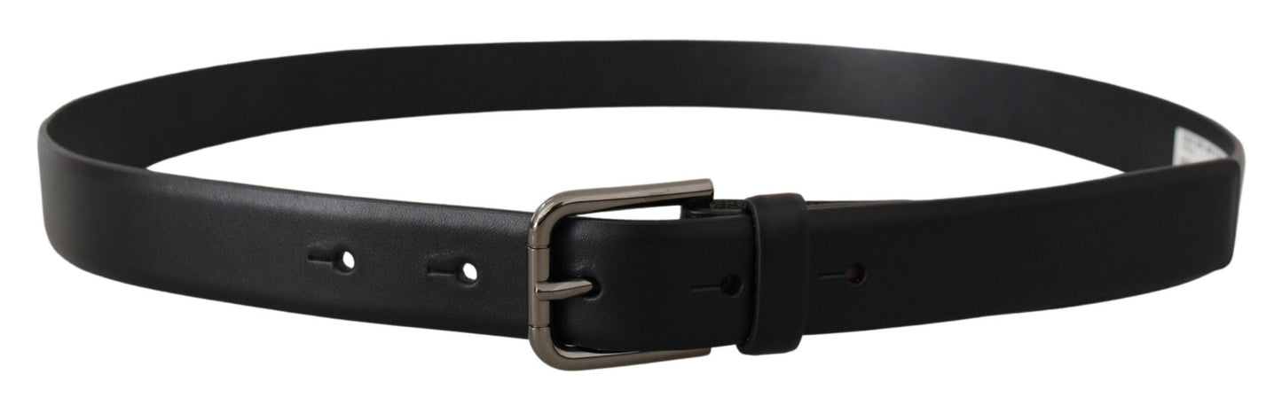 Dolce & Gabbana Elegant Black Leather Classic Belt - 80 cm / 32 Inches