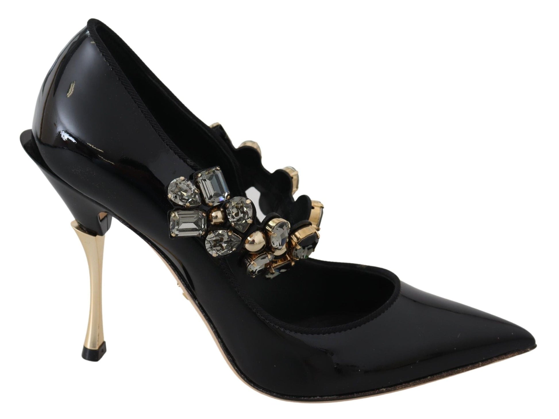 Dolce & Gabbana Elegant Black Leather Crystal Pumps - EU35/US4.5