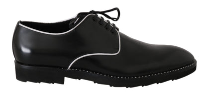 Dolce & Gabbana Elegant Black Leather Derby Dress Shoes - EU39/US6