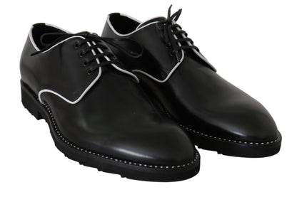 Dolce & Gabbana Elegant Black Leather Derby Dress Shoes - EU39/US6