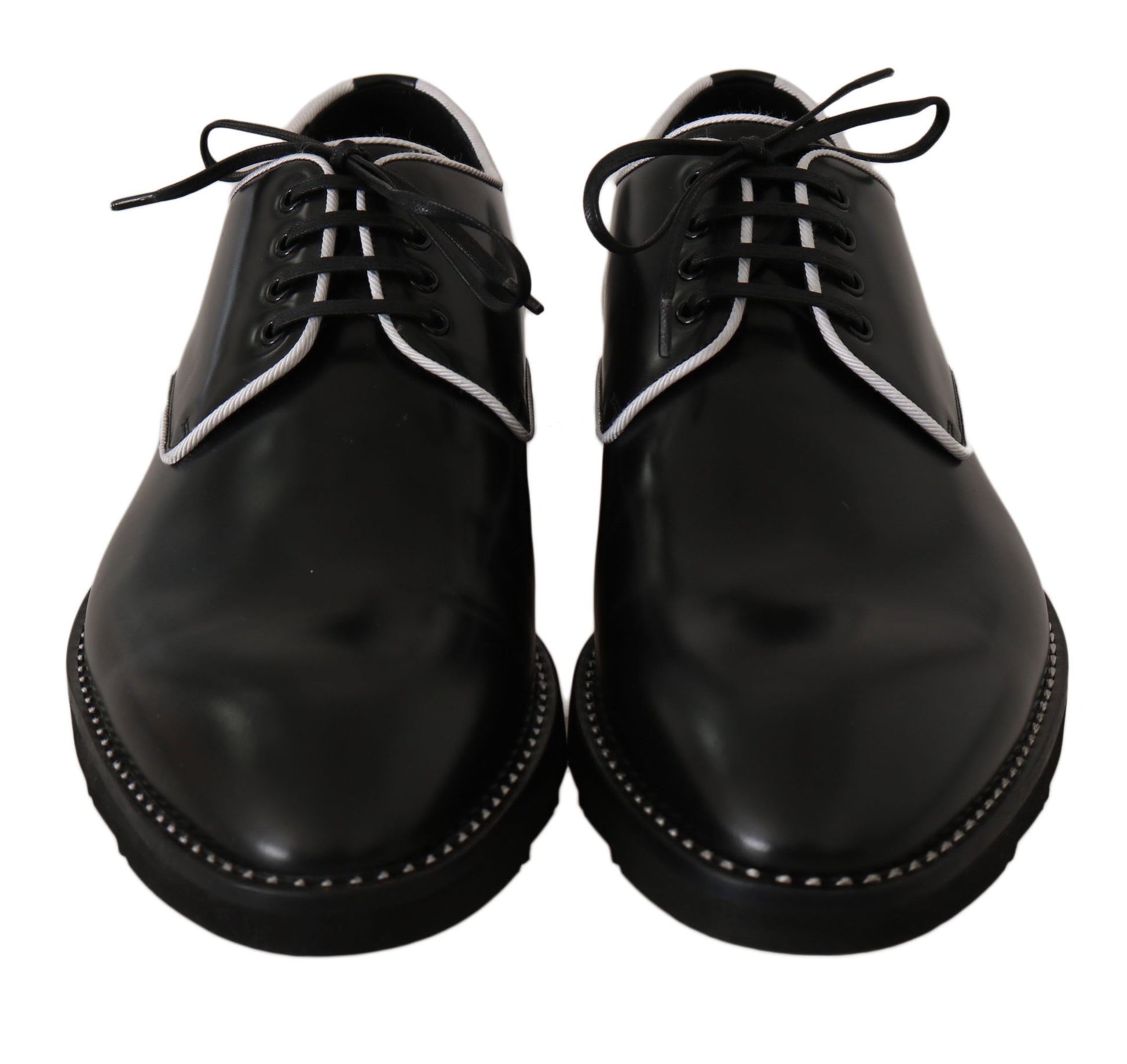 Dolce & Gabbana Elegant Black Leather Derby Dress Shoes - EU39/US6