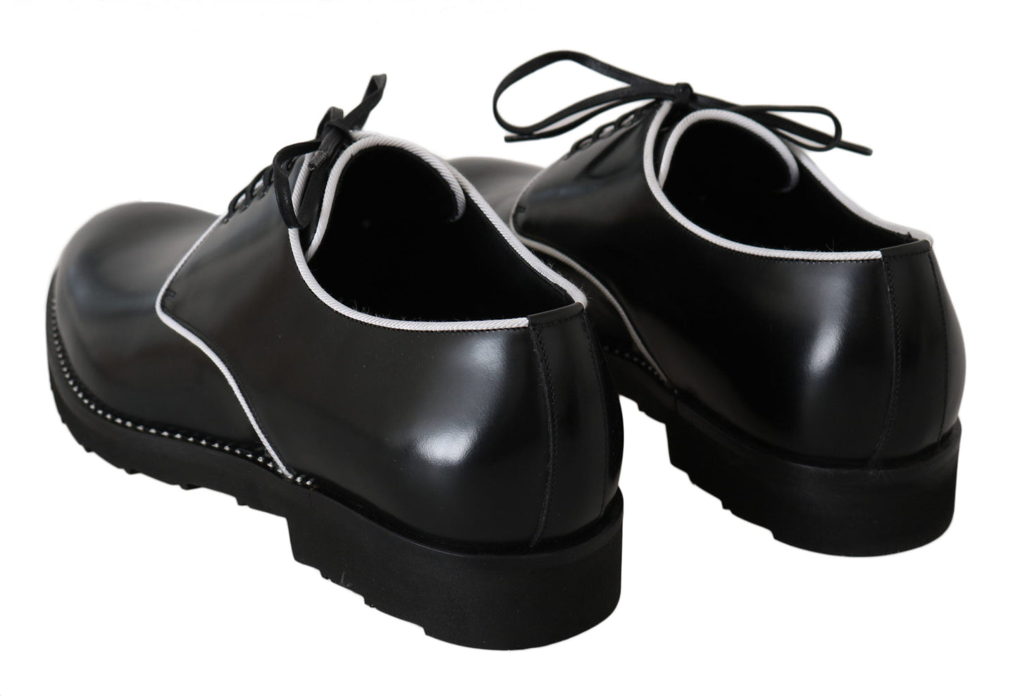 Dolce & Gabbana Elegant Black Leather Derby Dress Shoes - EU39/US6