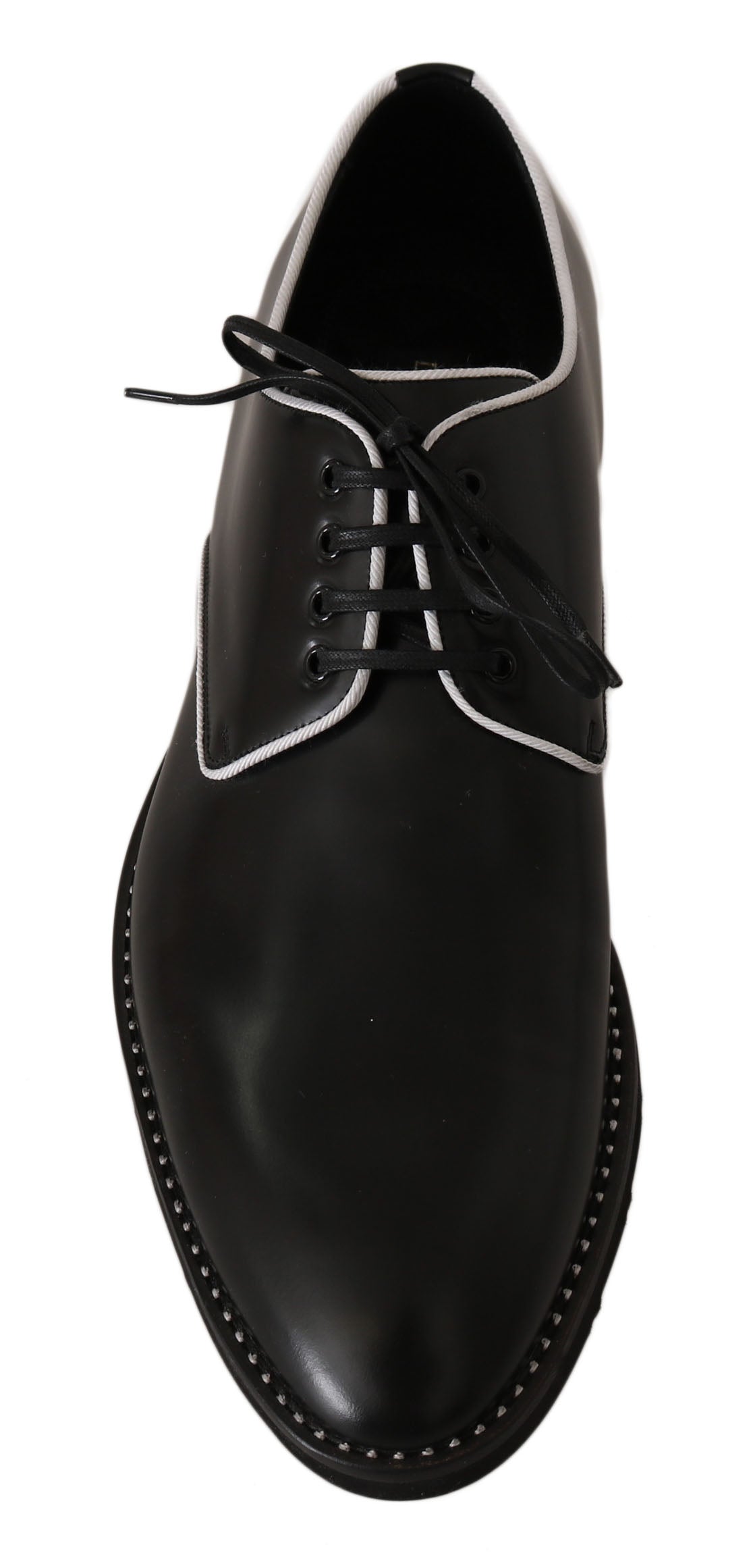 Dolce & Gabbana Elegant Black Leather Derby Dress Shoes - EU39/US6