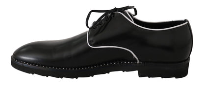 Dolce & Gabbana Elegant Black Leather Derby Dress Shoes - EU39/US6