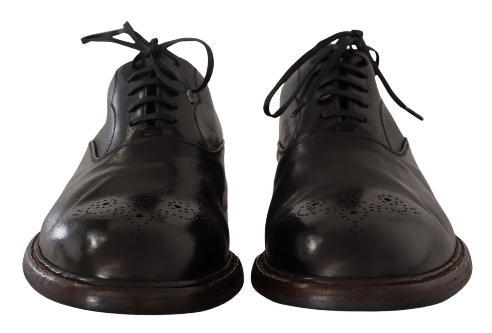 Dolce & Gabbana Elegant Black Leather Derby Formal Shoes - EU44.5/US11.5