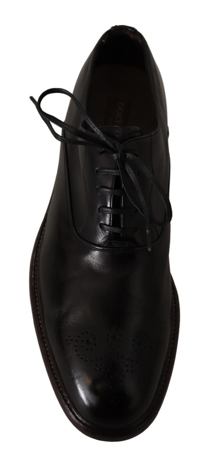 Dolce & Gabbana Elegant Black Leather Derby Formal Shoes - EU44.5/US11.5