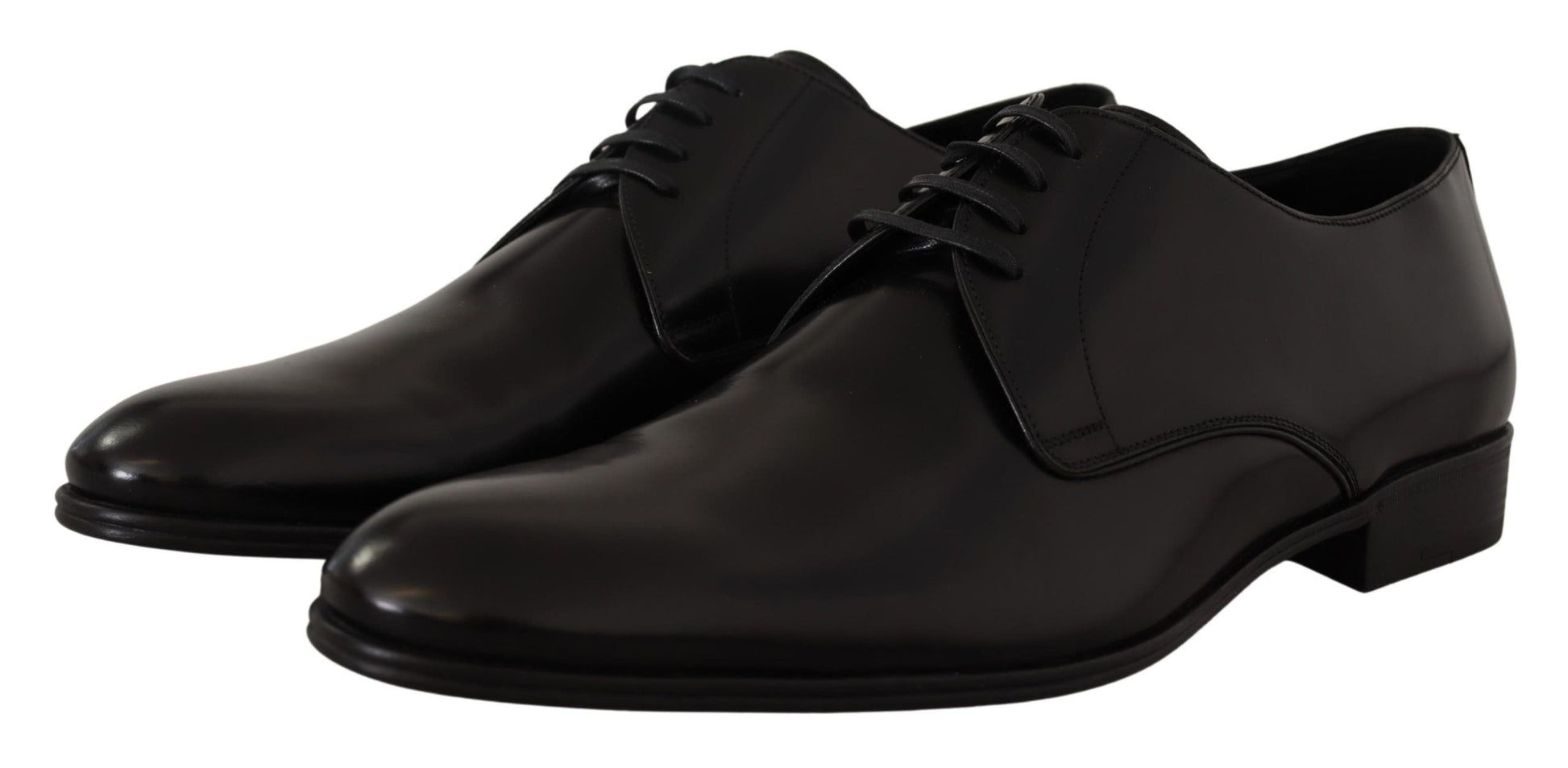 Dolce & Gabbana Elegant Black Leather Derby Shoes - EU39.5/US6.5