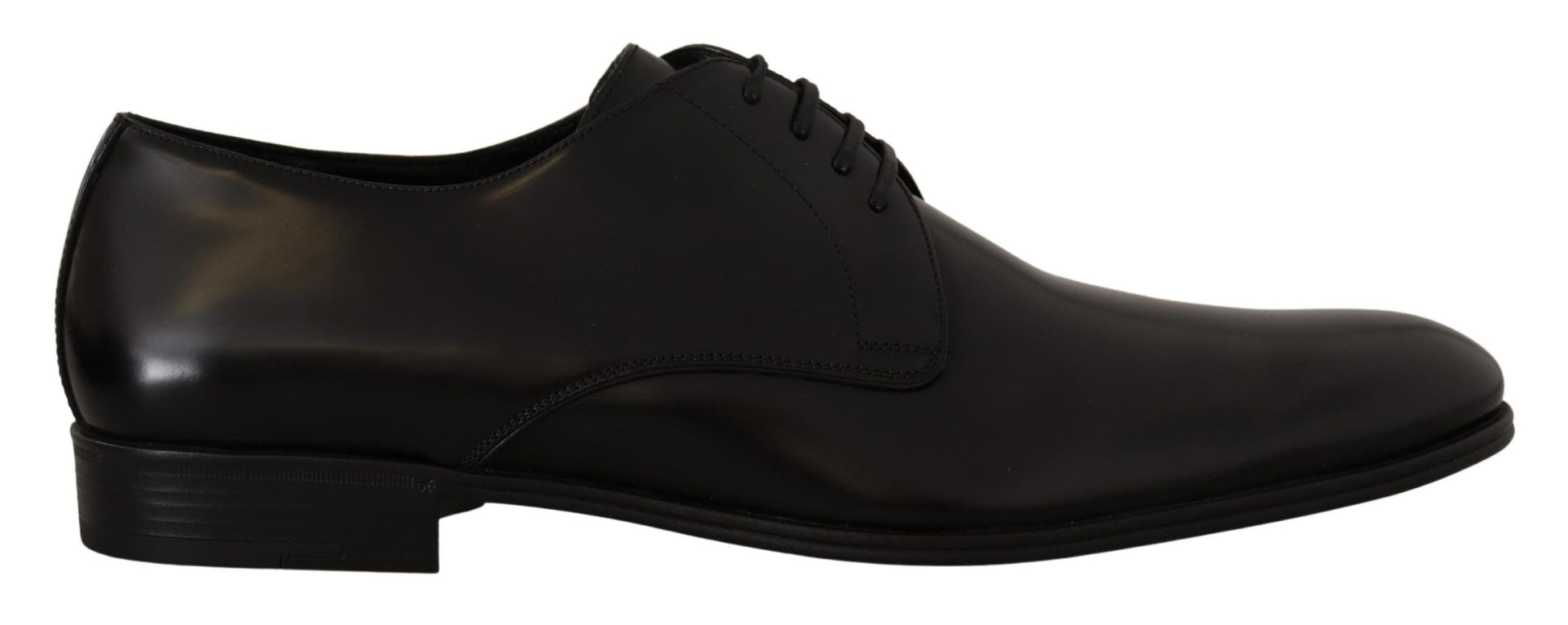 Dolce & Gabbana Elegant Black Leather Derby Shoes - EU39.5/US6.5