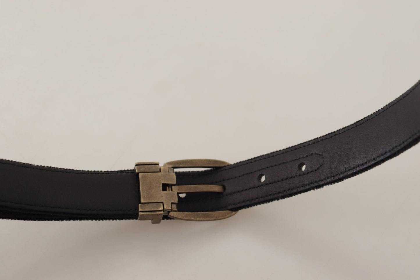 Dolce & Gabbana Elegant Black Leather Designer Belt - 95 cm / 38 Inches