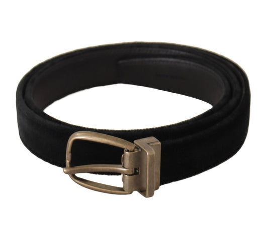 Dolce & Gabbana Elegant Black Leather Designer Belt - 95 cm / 38 Inches