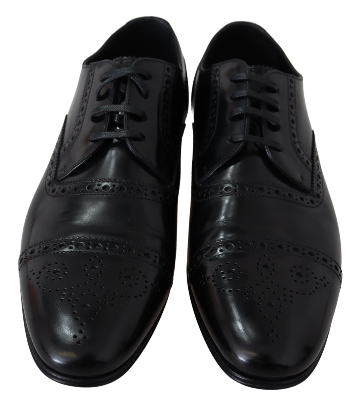 Dolce & Gabbana Elegant Black Leather Formal Derby Shoes - EU39/US6