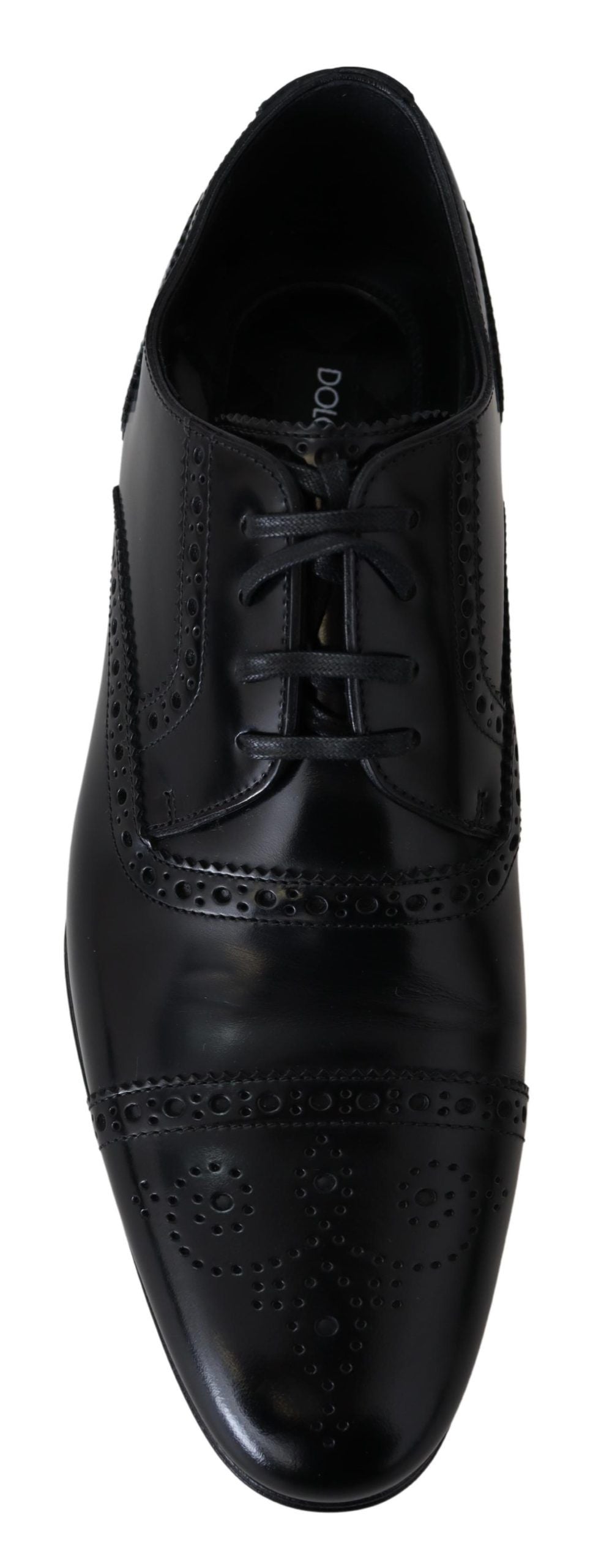 Dolce & Gabbana Elegant Black Leather Formal Derby Shoes - EU39/US6