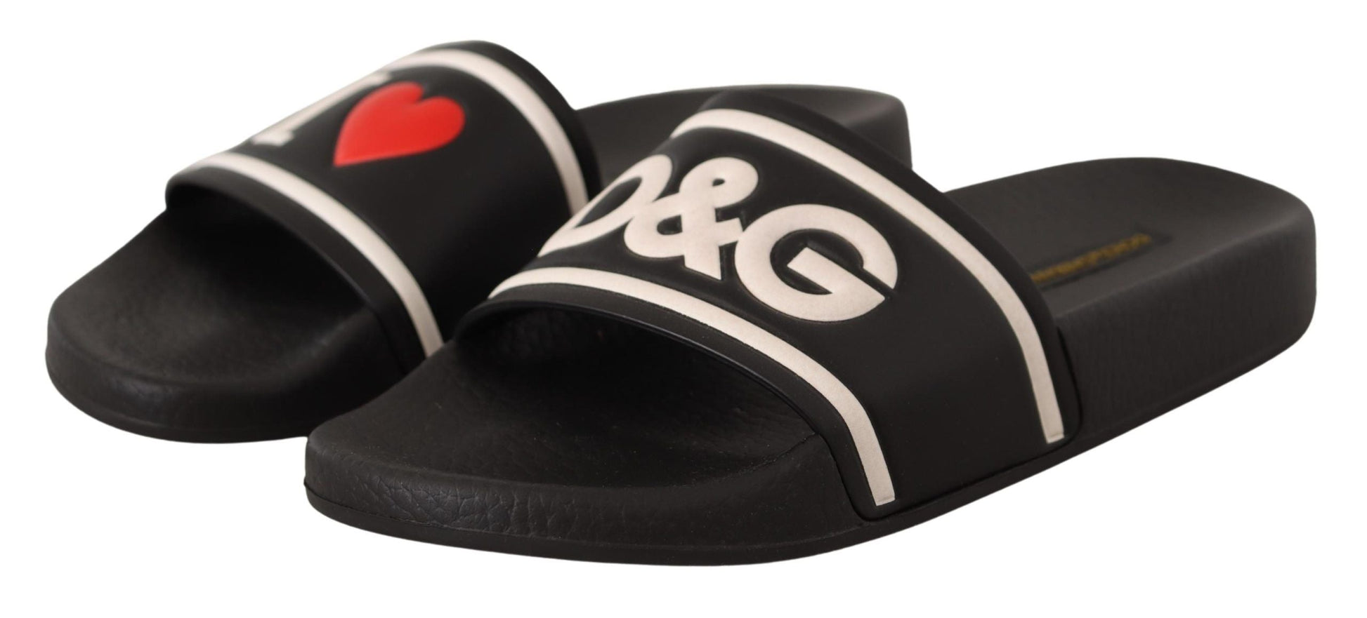 Dolce & Gabbana Elegant Black Leather Slide Sandals for Her - EU35/US4.5