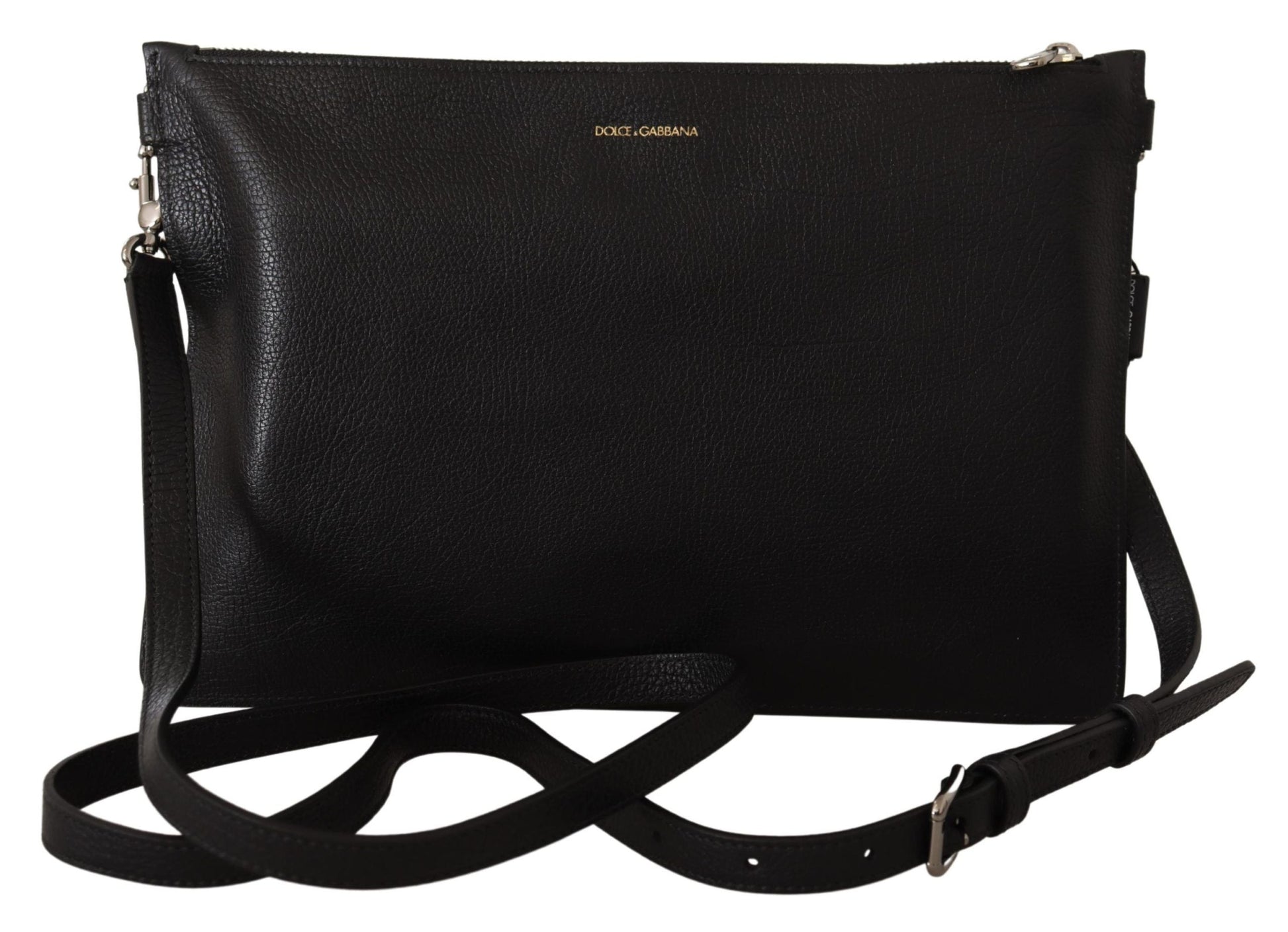 Dolce & Gabbana Elegant Black Leather Sling Shoulder Bag