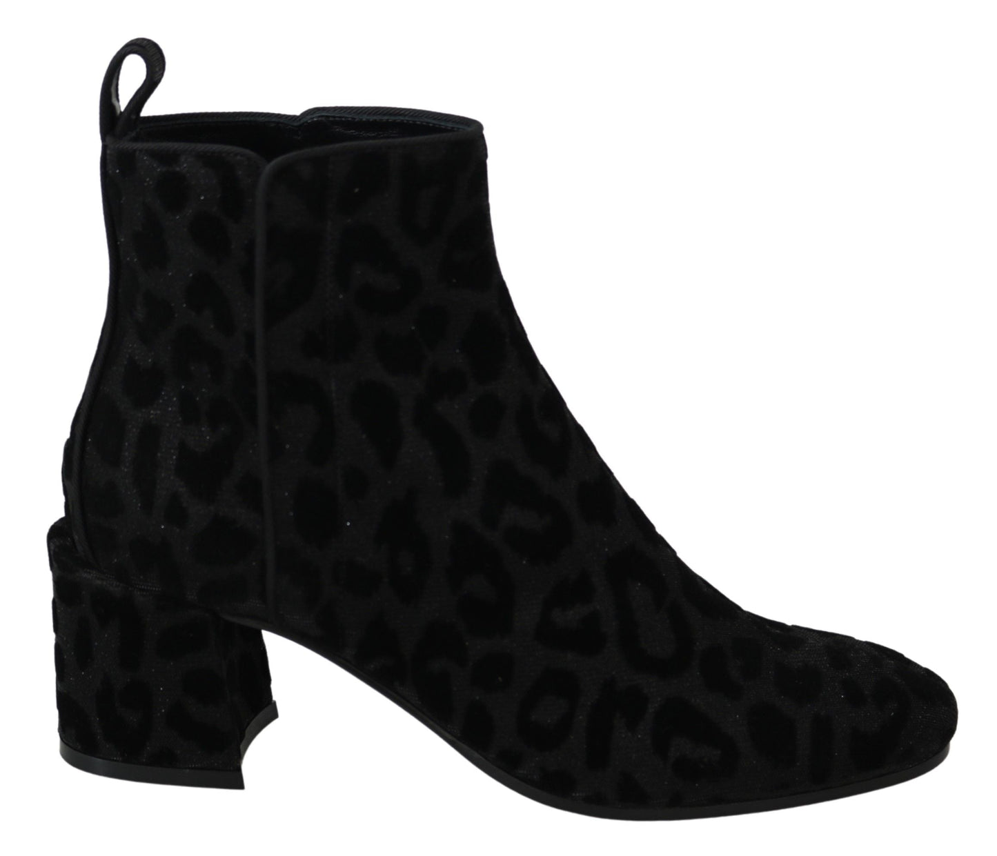 Dolce & Gabbana Elegant Black Leopard Print Short Boots - EU36.5/US6