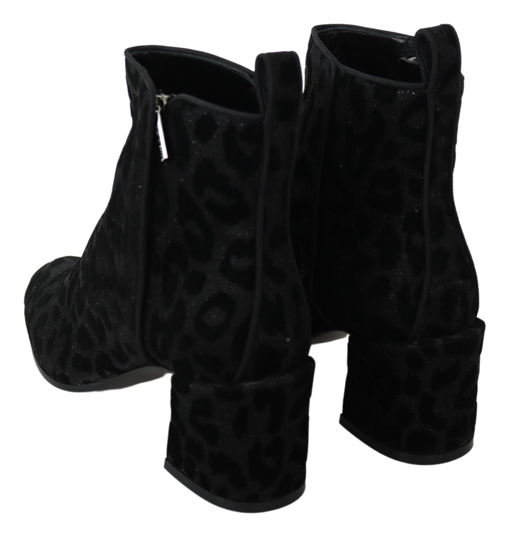 Dolce & Gabbana Elegant Black Leopard Print Short Boots - EU36.5/US6