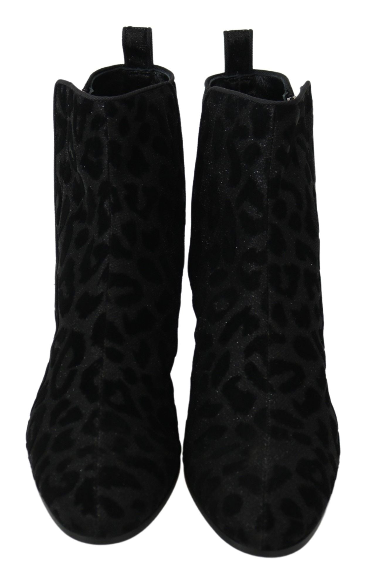 Dolce & Gabbana Elegant Black Leopard Print Short Boots - EU36.5/US6