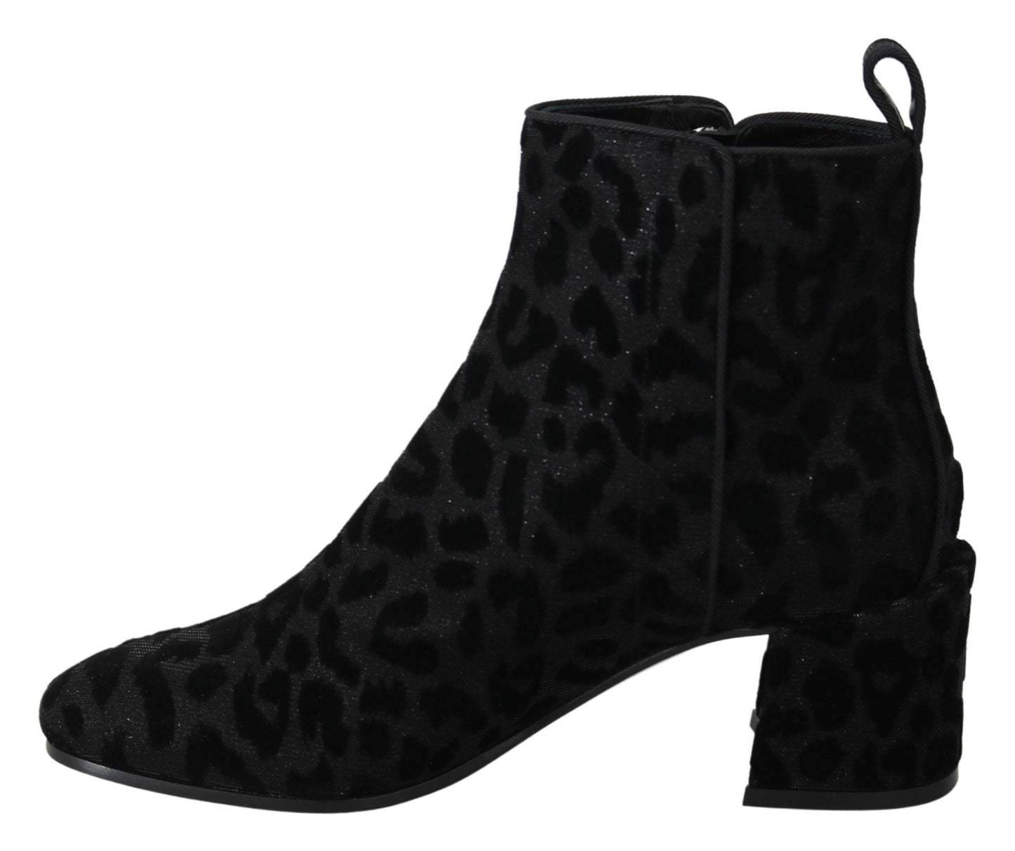 Dolce & Gabbana Elegant Black Leopard Print Short Boots - EU36.5/US6