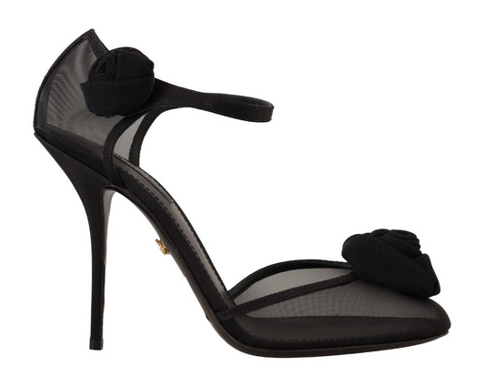 Dolce & Gabbana Elegant Black Mesh Heels Pumps - EU39/US8.5