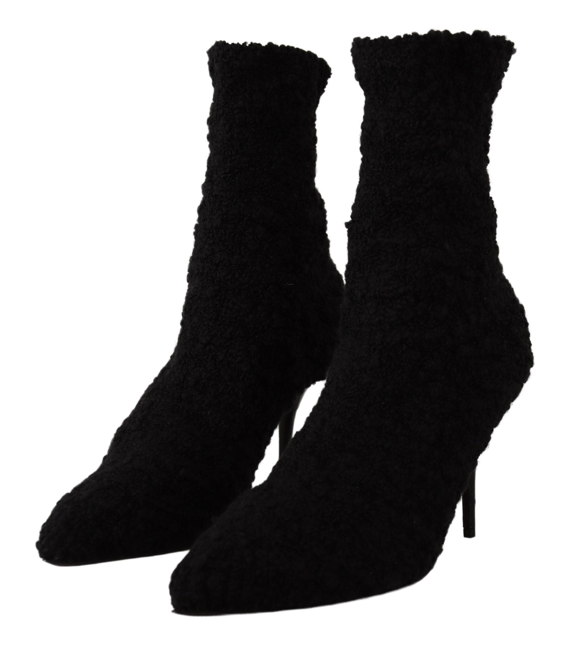 Dolce & Gabbana Elegant Black Mid-Calf Viscose Boots - EU40/US9.5